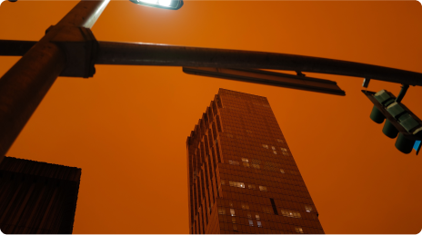 sky orange due to smoke and fire