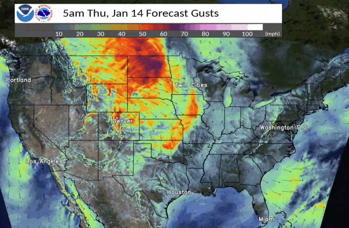 High resolution model forecast of wind gusts in 2021