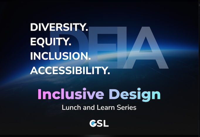 Title slide for inclusive design seminar series. Slide is dark with the glowing edges of the Earth from space.