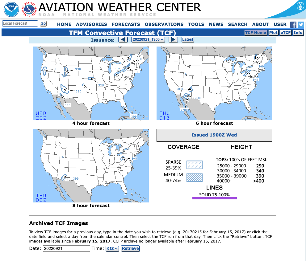 Aviation Weather Center Traffic Flow Management Convective Forecast